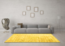 Machine Washable Persian Yellow Traditional Rug in a Living Room, wshtr1440yw
