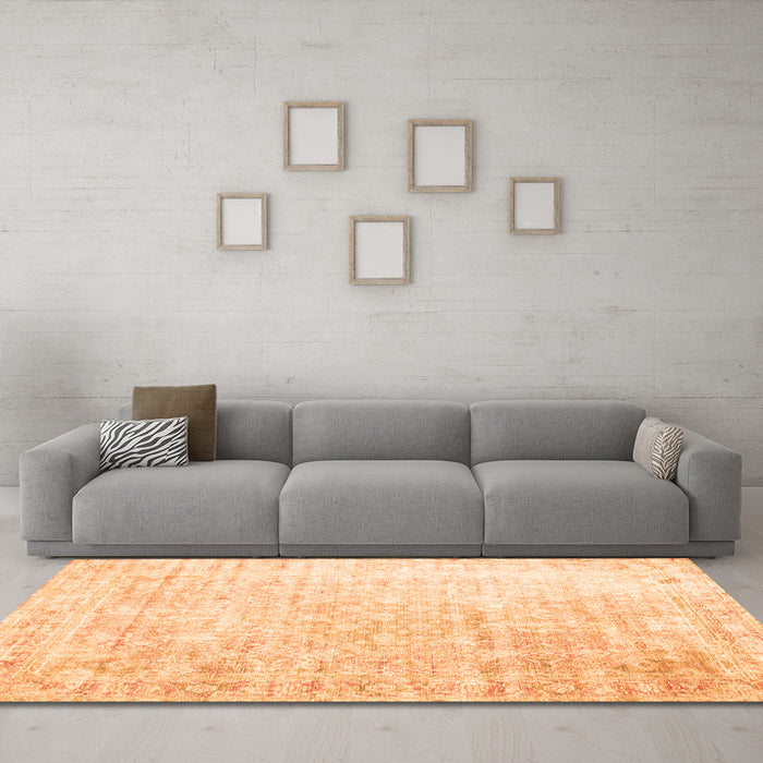 Machine Washable Persian Orange Traditional Area Rugs in a Living Room, wshtr1440org