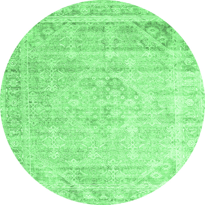 Round Persian Emerald Green Traditional Rug, tr1441emgrn
