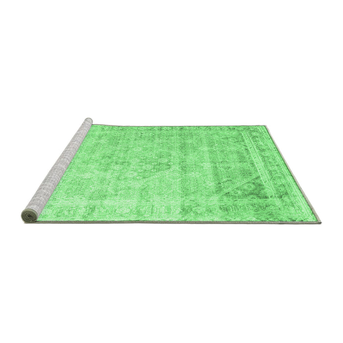 Sideview of Machine Washable Persian Emerald Green Traditional Area Rugs, wshtr1441emgrn