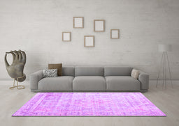 Machine Washable Persian Purple Traditional Area Rugs in a Living Room, wshtr1441pur