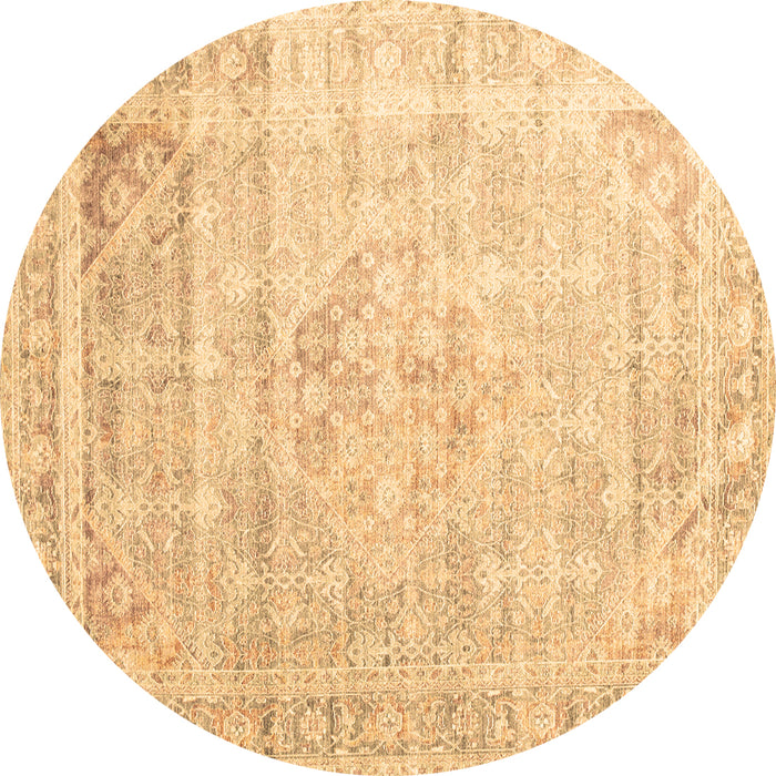 Round Machine Washable Persian Brown Traditional Rug, wshtr1441brn