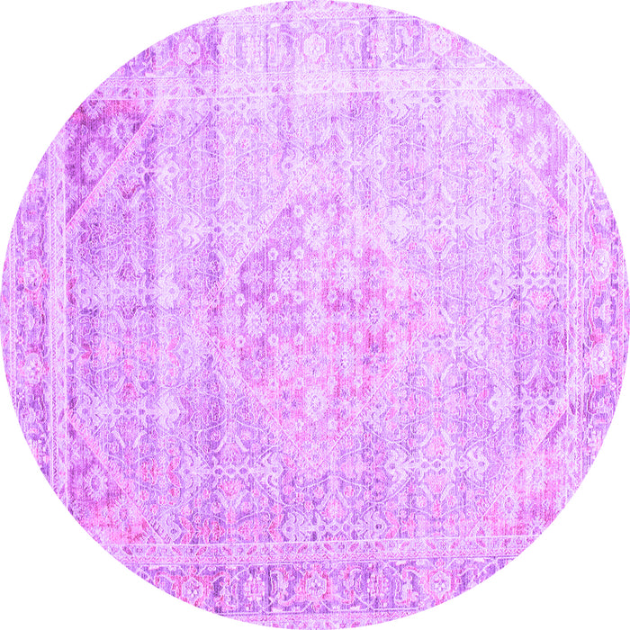 Round Machine Washable Persian Purple Traditional Area Rugs, wshtr1441pur