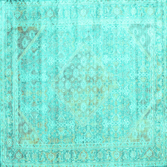 Square Machine Washable Persian Turquoise Traditional Area Rugs, wshtr1441turq