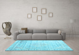 Machine Washable Persian Light Blue Traditional Rug in a Living Room, wshtr1441lblu