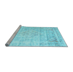 Sideview of Machine Washable Persian Light Blue Traditional Rug, wshtr1441lblu