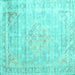 Square Persian Turquoise Traditional Rug, tr1441turq