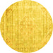 Round Persian Yellow Traditional Rug, tr1441yw