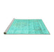 Sideview of Machine Washable Persian Turquoise Traditional Area Rugs, wshtr1441turq