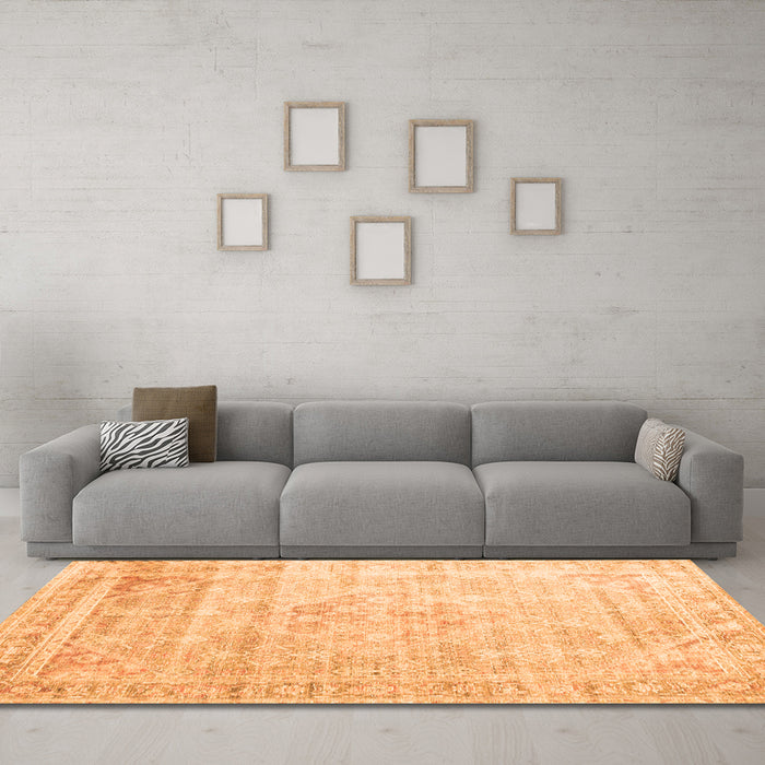 Machine Washable Persian Orange Traditional Area Rugs in a Living Room, wshtr1441org