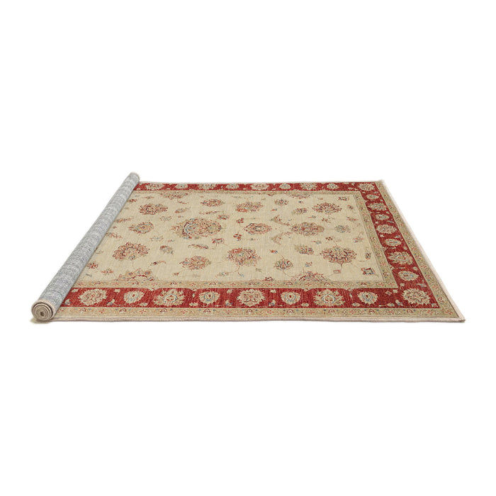 Sideview of Machine Washable Traditional Brown Rug, wshtr1442