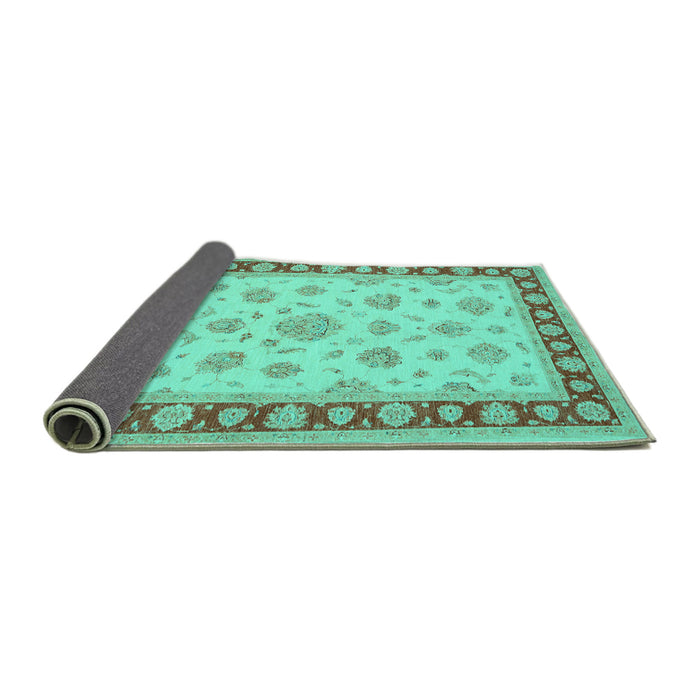 Sideview of Oriental Turquoise Traditional Rug, tr1442turq