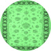 Round Oriental Emerald Green Traditional Rug, tr1442emgrn