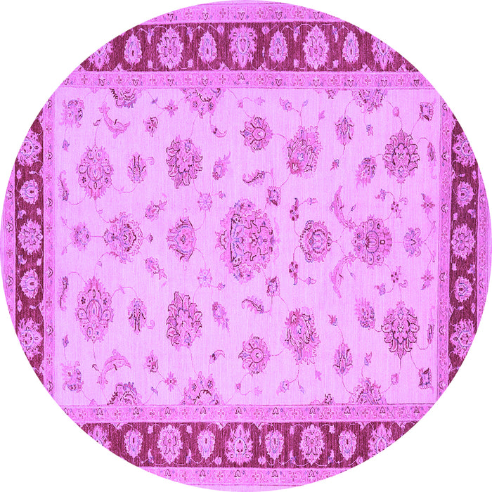 Round Oriental Purple Traditional Rug, tr1442pur