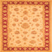 Round Machine Washable Oriental Orange Traditional Area Rugs, wshtr1442org