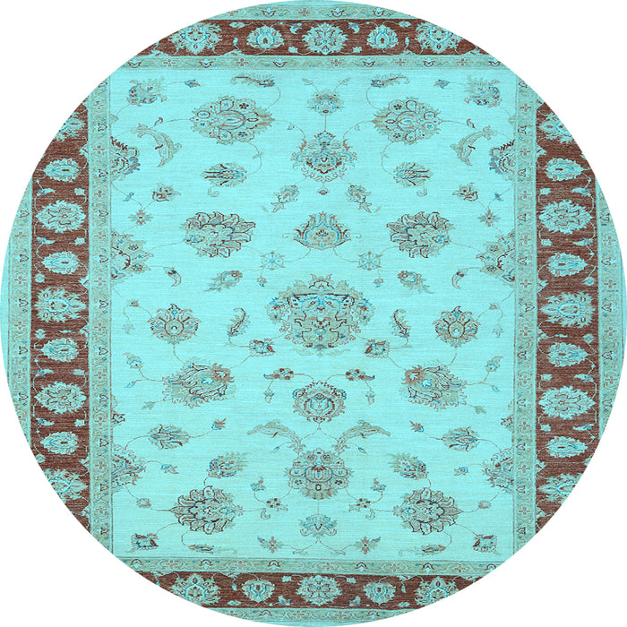 Round Oriental Light Blue Traditional Rug, tr1442lblu
