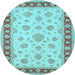 Round Oriental Light Blue Traditional Rug, tr1442lblu