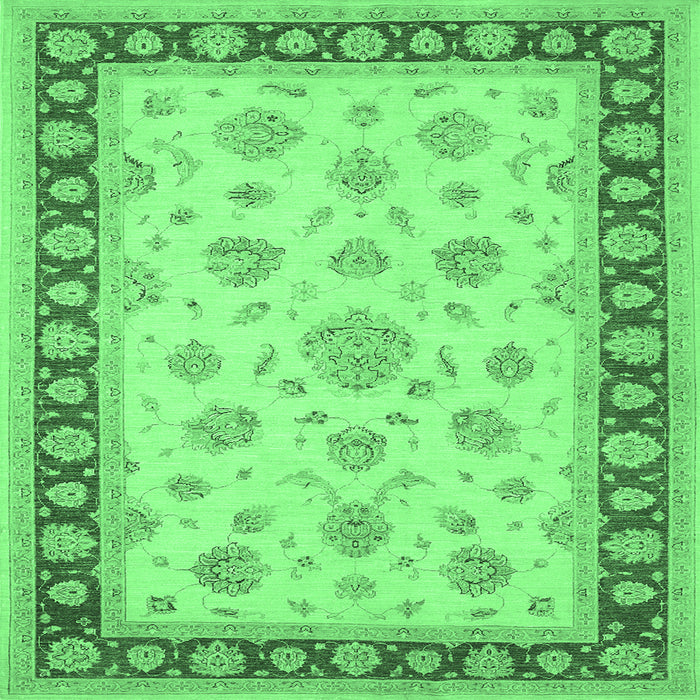 Square Oriental Emerald Green Traditional Rug, tr1442emgrn