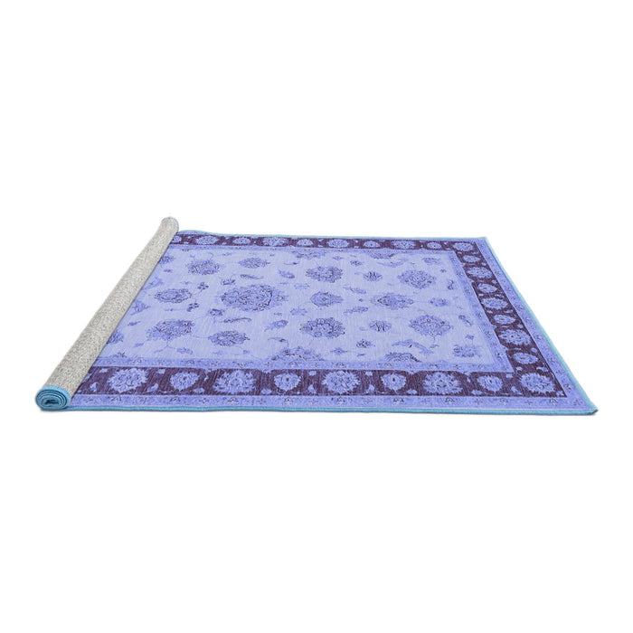 Sideview of Machine Washable Oriental Blue Traditional Rug, wshtr1442blu