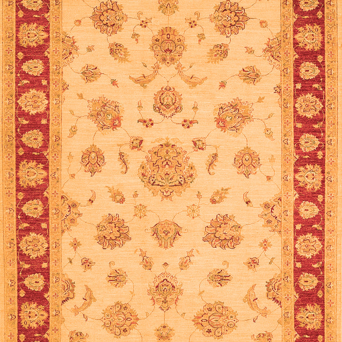 Serging Thickness of Machine Washable Oriental Orange Traditional Area Rugs, wshtr1442org