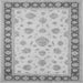 Round Machine Washable Oriental Gray Traditional Rug, wshtr1442gry