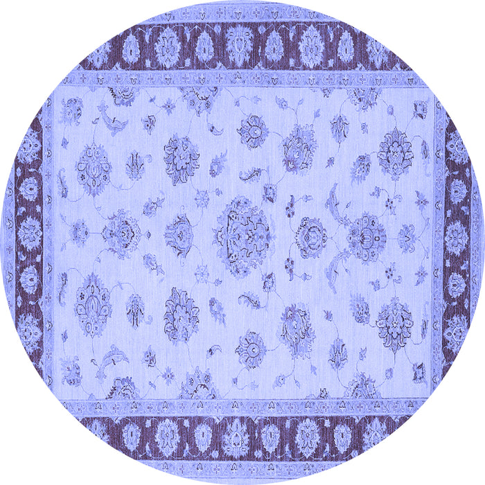 Round Oriental Blue Traditional Rug, tr1442blu