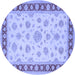 Round Oriental Blue Traditional Rug, tr1442blu