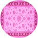 Round Oriental Pink Traditional Rug, tr1442pnk