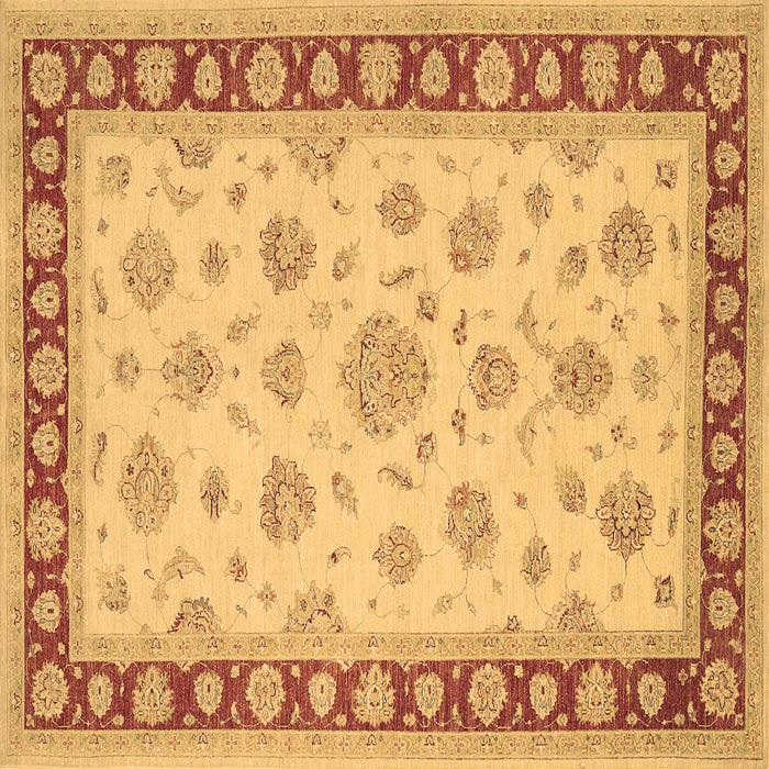 Square Oriental Brown Traditional Rug, tr1442brn