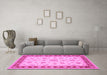 Machine Washable Oriental Pink Traditional Rug in a Living Room, wshtr1442pnk