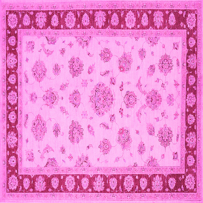Square Machine Washable Oriental Pink Traditional Rug, wshtr1442pnk