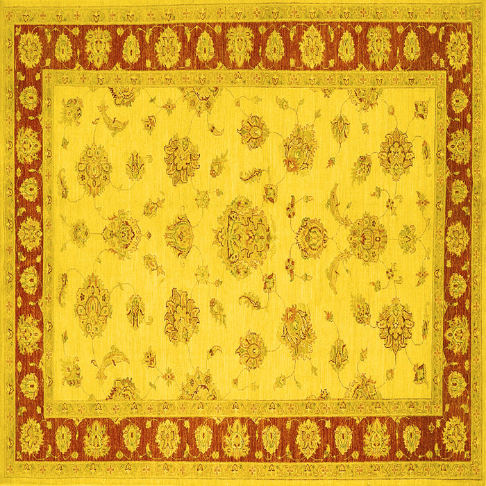 Square Oriental Yellow Traditional Rug, tr1442yw