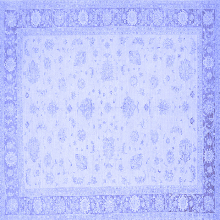 Square Machine Washable Persian Blue Traditional Rug, wshtr1443blu
