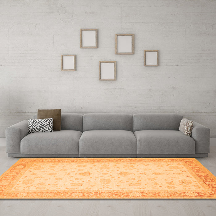 Machine Washable Persian Orange Traditional Area Rugs in a Living Room, wshtr1443org