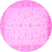 Round Machine Washable Persian Pink Traditional Rug, wshtr1443pnk