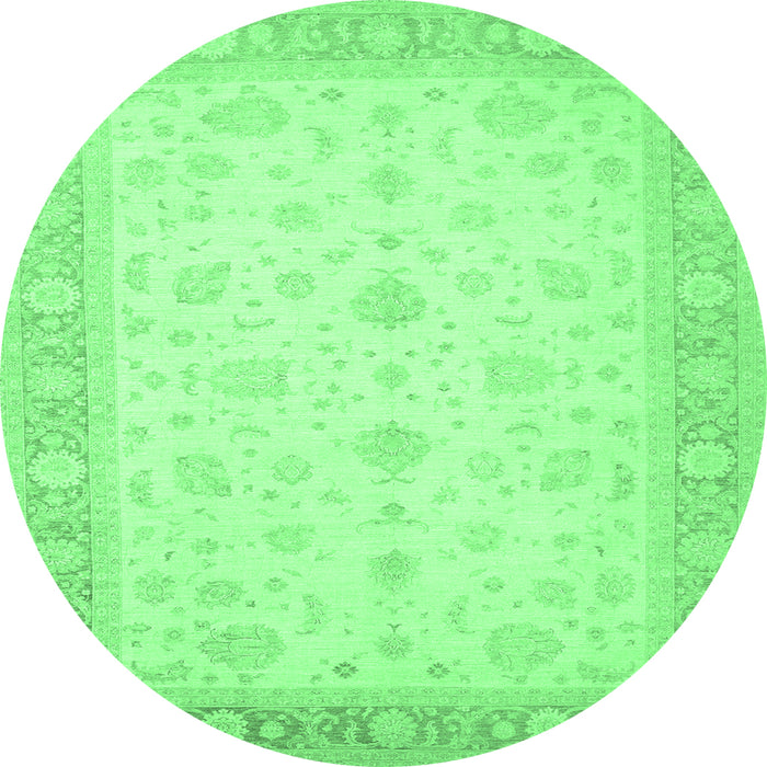 Round Persian Emerald Green Traditional Rug, tr1443emgrn