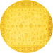 Round Machine Washable Persian Yellow Traditional Rug, wshtr1443yw