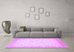 Machine Washable Persian Purple Traditional Area Rugs in a Living Room, wshtr1443pur