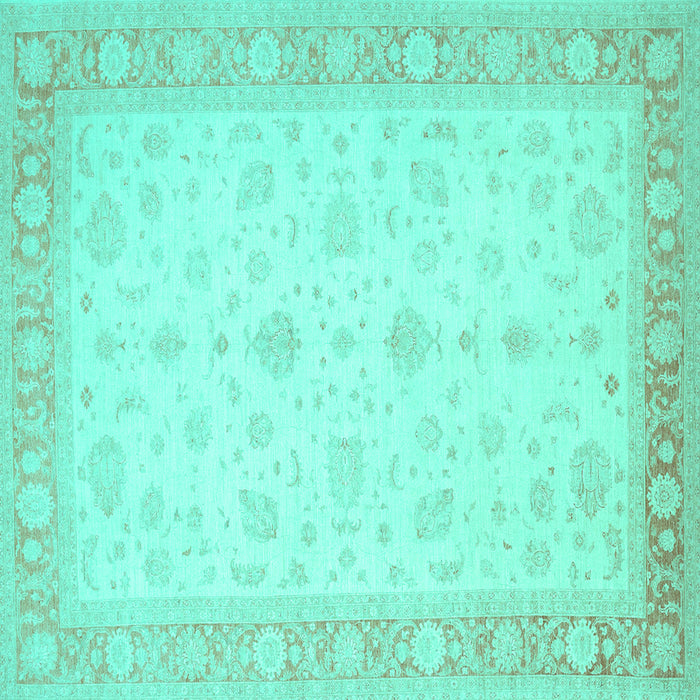 Square Machine Washable Persian Turquoise Traditional Area Rugs, wshtr1443turq