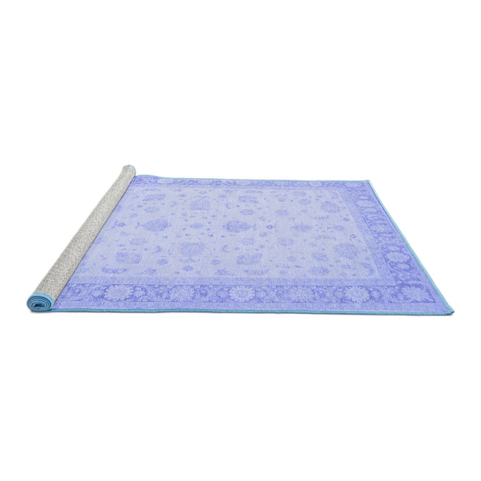 Sideview of Machine Washable Persian Blue Traditional Rug, wshtr1443blu