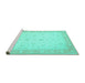 Sideview of Machine Washable Persian Turquoise Traditional Area Rugs, wshtr1443turq