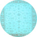 Round Persian Light Blue Traditional Rug, tr1443lblu