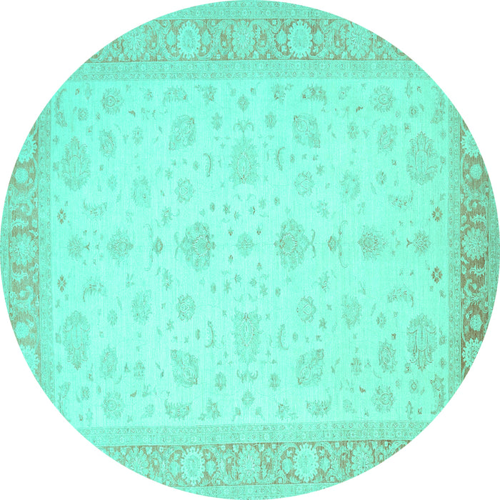 Round Persian Turquoise Traditional Rug, tr1443turq