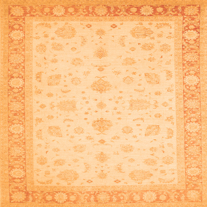 Round Machine Washable Persian Orange Traditional Area Rugs, wshtr1443org