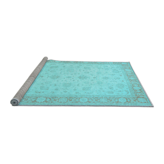 Sideview of Machine Washable Persian Light Blue Traditional Rug, wshtr1443lblu