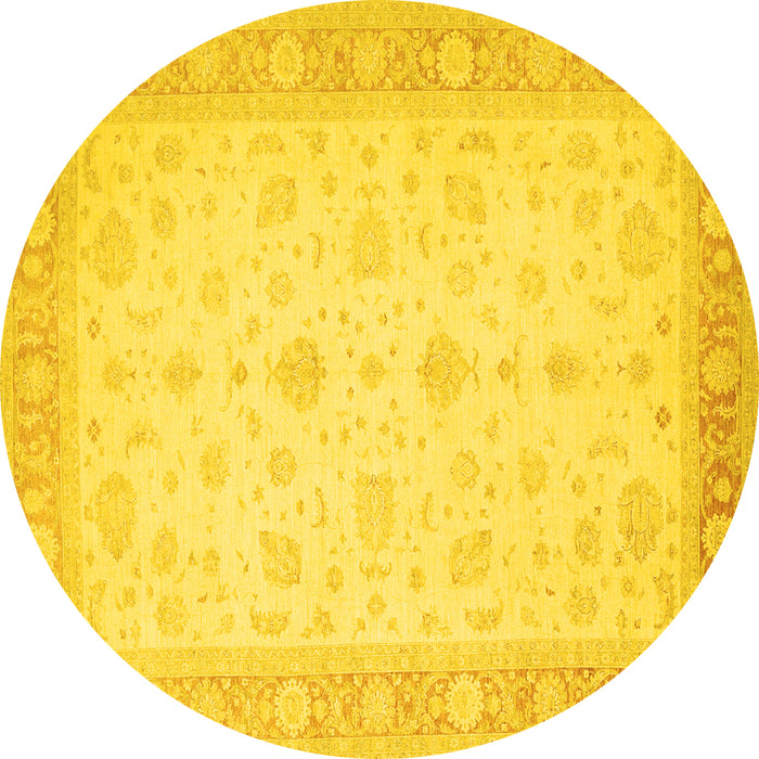 Round Persian Yellow Traditional Rug, tr1443yw