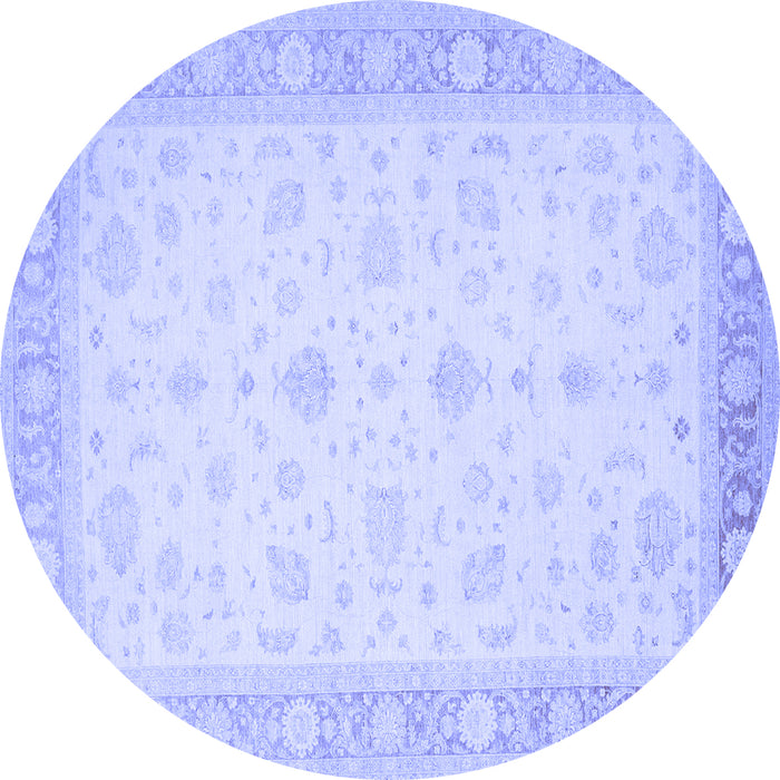 Round Machine Washable Persian Blue Traditional Rug, wshtr1443blu