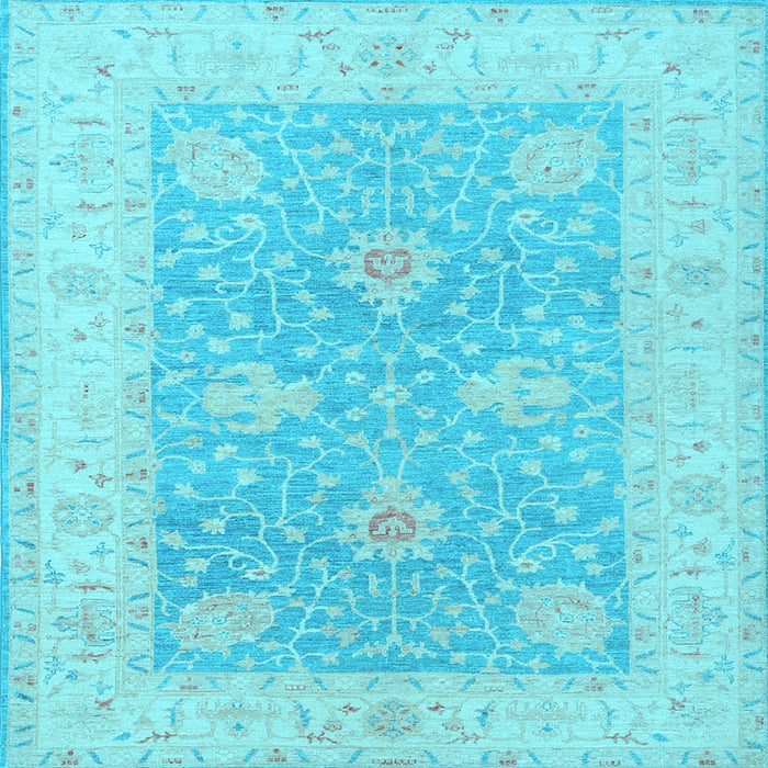Square Machine Washable Oriental Light Blue Traditional Rug, wshtr1444lblu