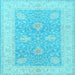 Square Machine Washable Oriental Light Blue Traditional Rug, wshtr1444lblu