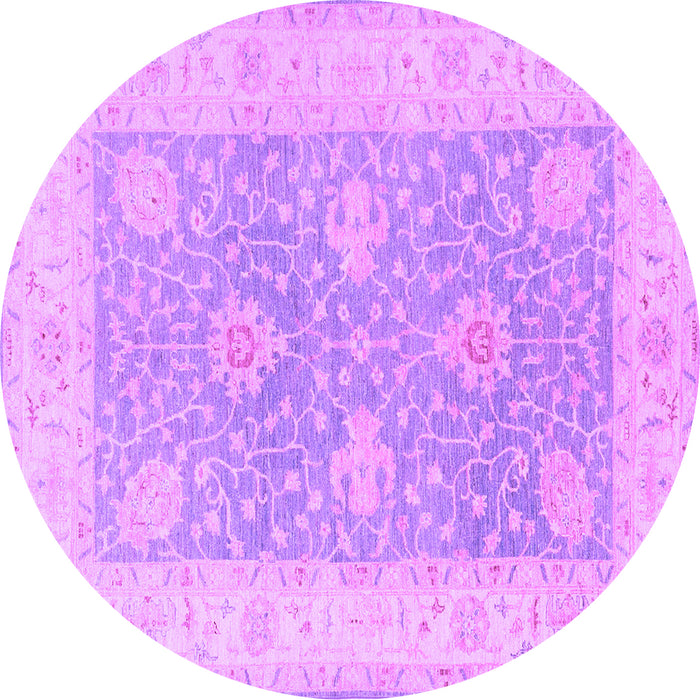 Round Machine Washable Oriental Purple Traditional Area Rugs, wshtr1444pur